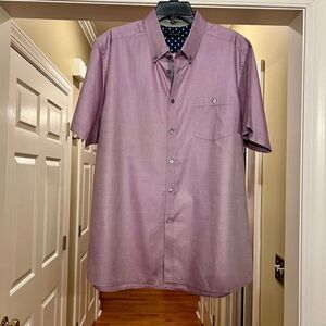EUC Men's Ted Baker Purple Short Sleeve Button Down Shirt Size 7 Fits US Size XL